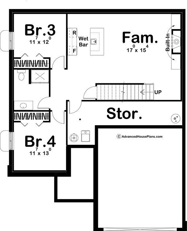 Farmhouse Floor Plan - Lower Floor Plan #455-271