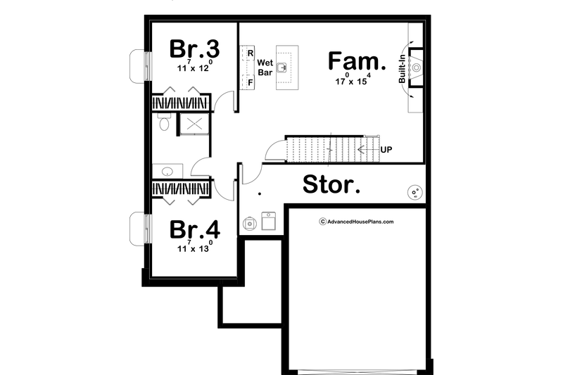 Architectural House Design - Floor Plan - Lower Floor for Farmhouse House Plan #455-271 - 2 bed, 2 bath