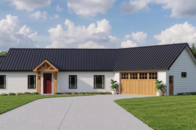 Architectural House Design - Exterior - Front Elevation 2 for Country House Plan #1064-475 - 3 bed, 2 bath