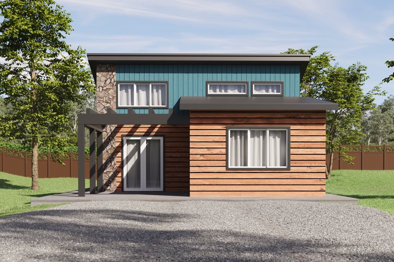 House Blueprint - Exterior - Front Elevation 4 for Cabin House Plan #1106-115 - 1 bed, 1 bath