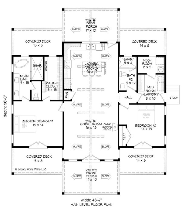 House Design - Country Floor Plan - Main Floor Plan #932-801