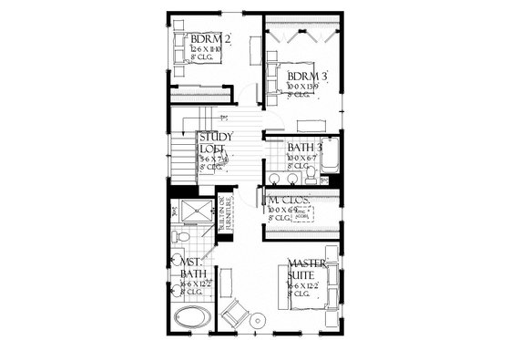 Floor Plan - Upper Floor for Farmhouse House Plan #901-136 - 3 bed, 2.5 bath
