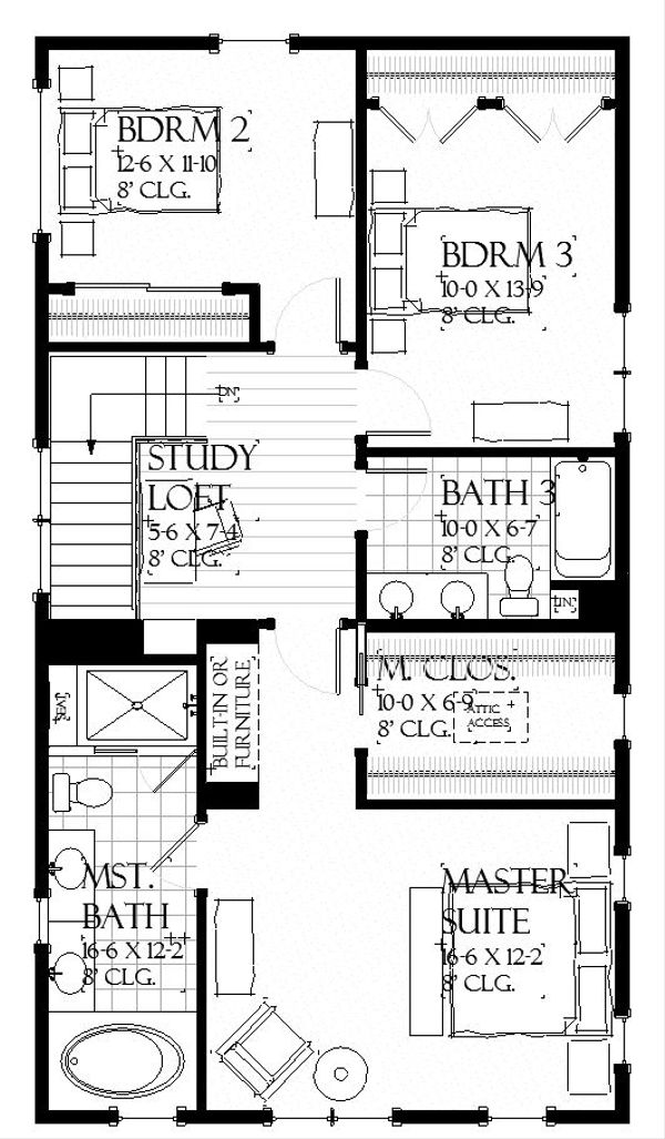 Farmhouse Floor Plan - Upper Floor Plan #901-136
