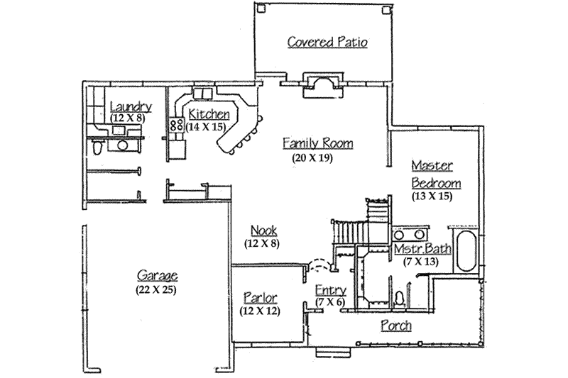 Dream House Plan - Floor Plan - Main Floor for Country House Plan #5-118 - 2 bed, 1.5 bath