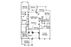 Floor Plan - Main Floor for European House Plan #411-371 - 4 bed, 4 bath