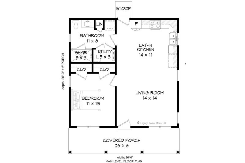 Dream House Plan - Floor Plan - Main Floor for Country House Plan #932-191 - 1 bed, 1 bath
