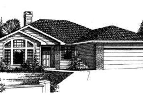Exterior - Front Elevation for Traditional House Plan #303-323 - 3 bed, 2 bath
