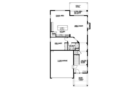 Floor Plan - Main Floor for Contemporary House Plan #569-63 - 5 bed, 3 bath