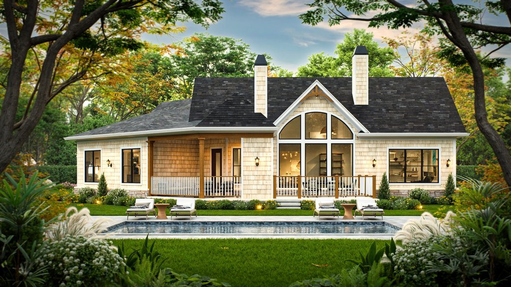 Exterior - Front Elevation 2 for Traditional House Plan #54-717 - 3 bed, 2 bath