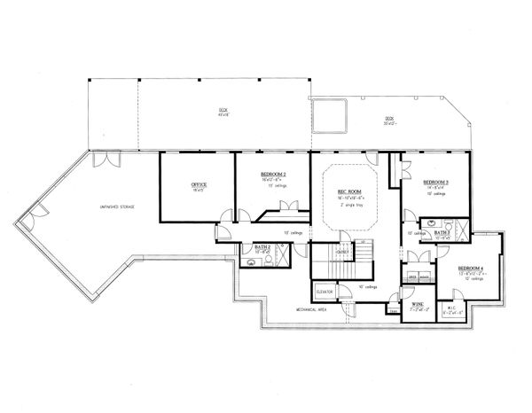 Farmhouse Floor Plan - Lower Floor Plan #437-93