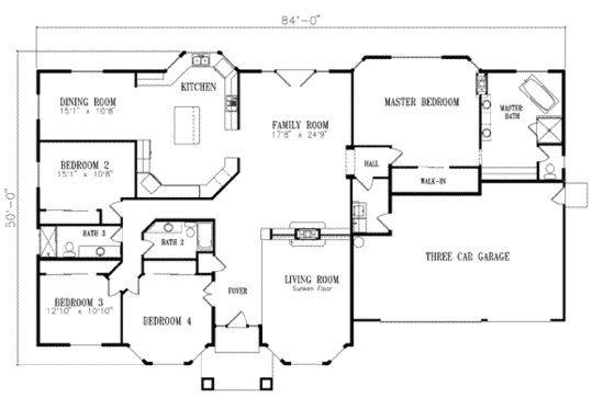 Floor Plan - Main Floor for Adobe / Southwestern House Plan #1-746 - 4 bed, 3 bath