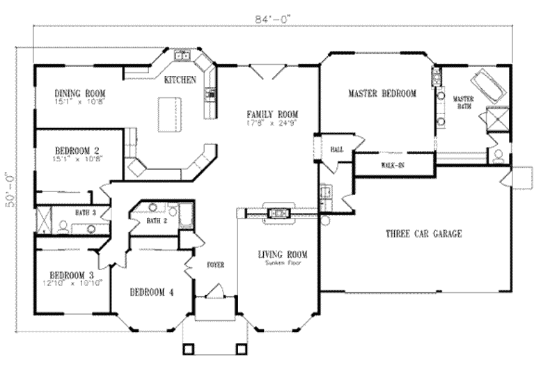 Dream House Plan - Floor Plan - Main Floor for Adobe / Southwestern House Plan #1-746 - 4 bed, 3 bath