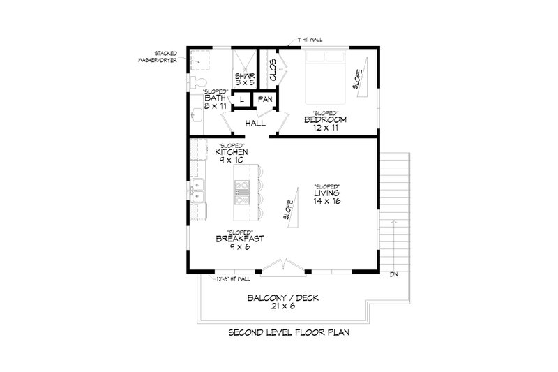 Home Plan - Floor Plan - Main Floor for Modern House Plan #932-965 - 1 bed, 1 bath