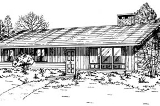 Exterior - Front Elevation for Ranch House Plan #47-522 - 3 bed, 1.5 bath