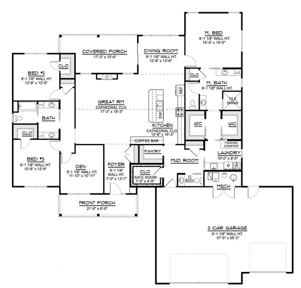 Ranch Floor Plan - Main Floor Plan #1064-178