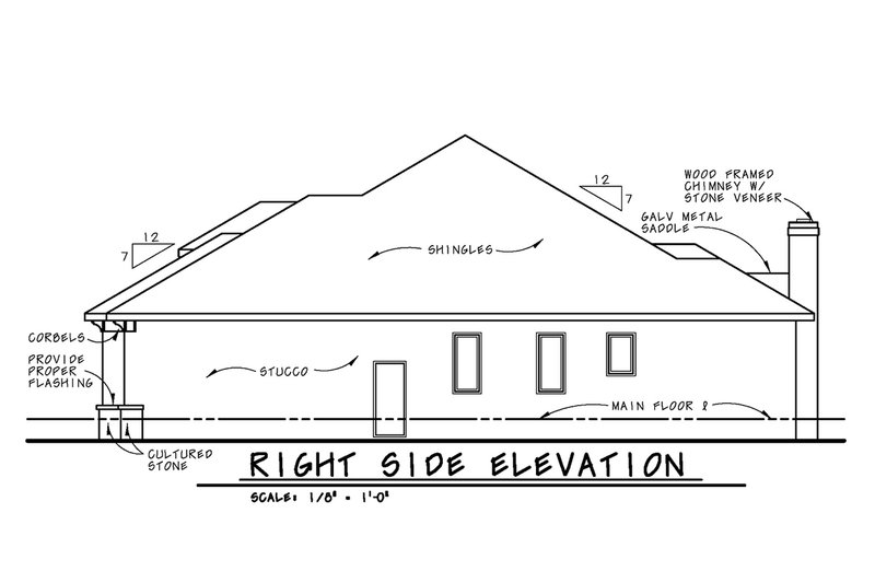 Home Plan - Exterior - Front Elevation 4 for European House Plan #20-2198 - 3 bed, 2 bath