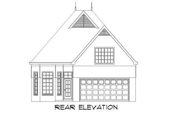 Exterior - Rear Elevation for European House Plan #424-124 - 3 bed, 2 bath
