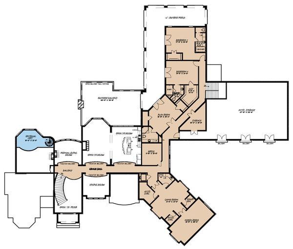 Architectural House Design - Mediterranean Floor Plan - Upper Floor Plan #923-41