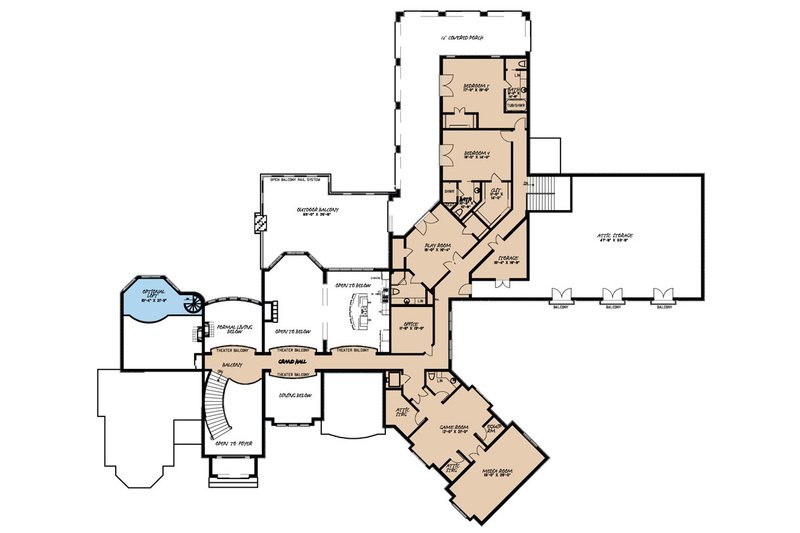 Dream House Plan - Floor Plan - Upper Floor for Mediterranean House Plan #923-41 - 5 bed, 9 bath