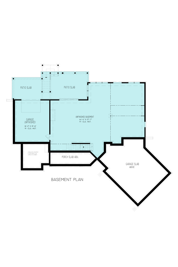 House Blueprint - Floor Plan - Lower Floor for Contemporary House Plan #54-679 - 3 bed, 2 bath