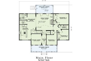 Floor Plan - Main Floor for Country House Plan #17-3273 - 4 bed, 2 bath