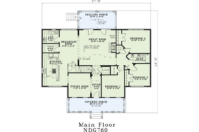Home Plan - Floor Plan - Main Floor for Country House Plan #17-3273 - 4 bed, 2 bath