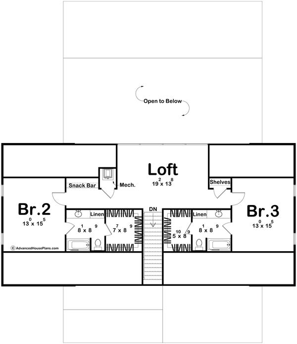 House Blueprint - Beach Floor Plan - Upper Floor Plan #455-699
