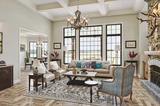 Interior - Family Room for Craftsman House Plan #54-721 - 5 bed, 4 bath