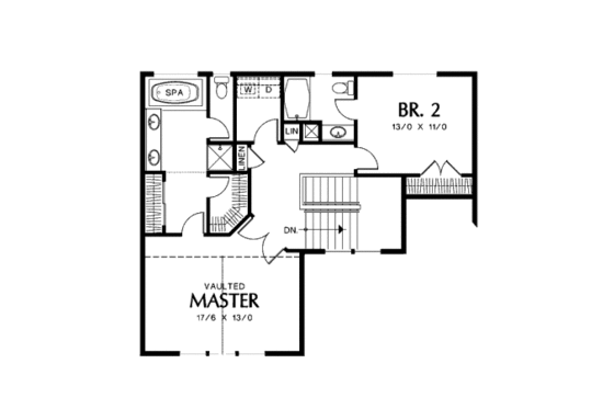 Floor Plan - Upper Floor for Craftsman House Plan #48-399 - 3 bed, 3 bath
