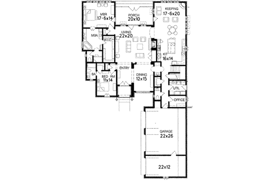 Floor Plan - Main Floor for European House Plan #15-226 - 4 bed, 3.5 bath