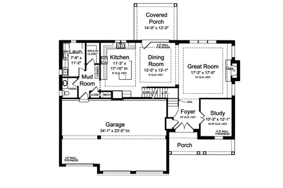 Floor Plan - Main Floor for Traditional House Plan #46-877 - 4 bed, 2.5 bath