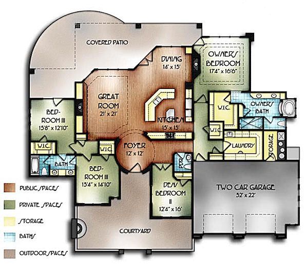 Mediterranean Floor Plan - Main Floor Plan #24-276