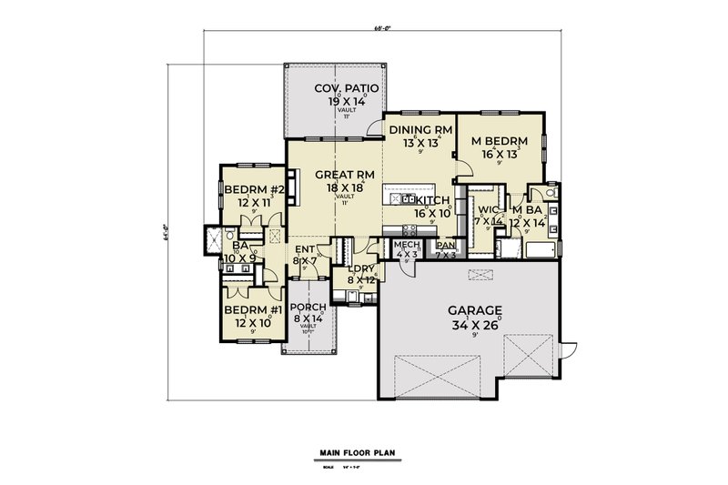 Craftsman Style House Plan - 3 Beds 2 Baths 1924 Sq/Ft Plan #1070-143 ...