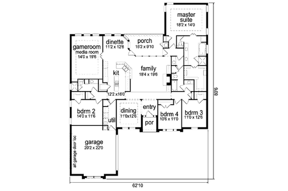 Floor Plan - Main Floor for Traditional House Plan #84-276 - 4 bed, 3 bath