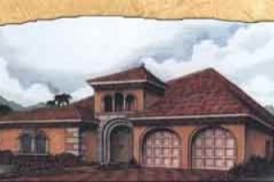 Exterior - Front Elevation for Mediterranean House Plan #115-117 - 4 bed, 4 bath