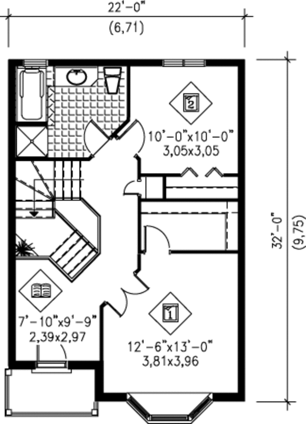 European Floor Plan - Upper Floor Plan #25-4238
