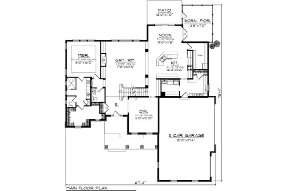Floor Plan - Main Floor for Traditional House Plan #70-1037 - 3 bed, 2.5 bath