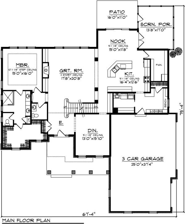 Home Plan - Traditional Floor Plan - Main Floor Plan #70-1037