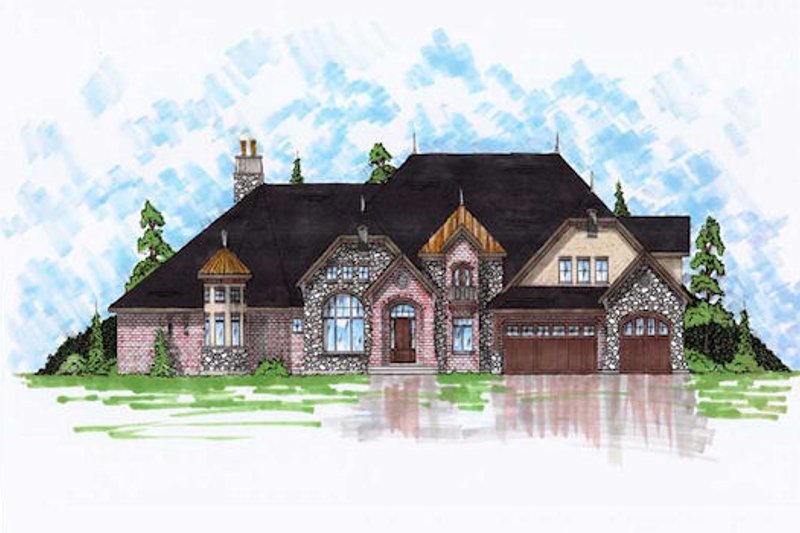 Home Plan - European Exterior - Front Elevation Plan #5-444