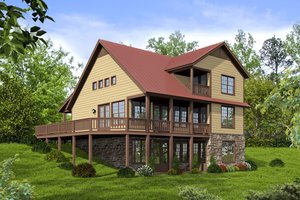 Exterior - Rear Elevation for Country House Plan #932-9 - 2 bed, 2 bath
