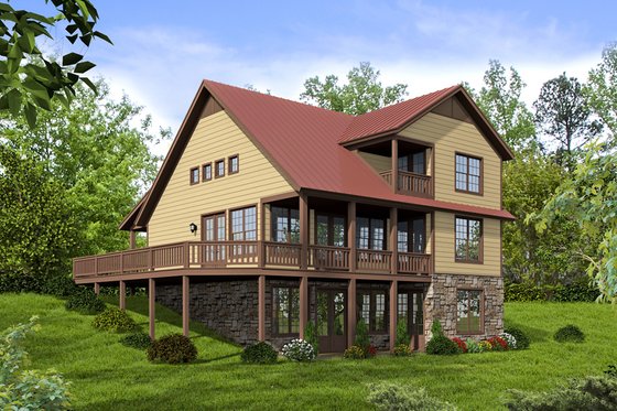 Exterior - Rear Elevation for Country House Plan #932-9 - 2 bed, 2 bath