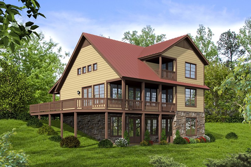 House Blueprint - Exterior - Rear Elevation for Country House Plan #932-9 - 2 bed, 2 bath