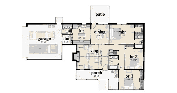 House Design - Country Floor Plan - Main Floor Plan #36-110