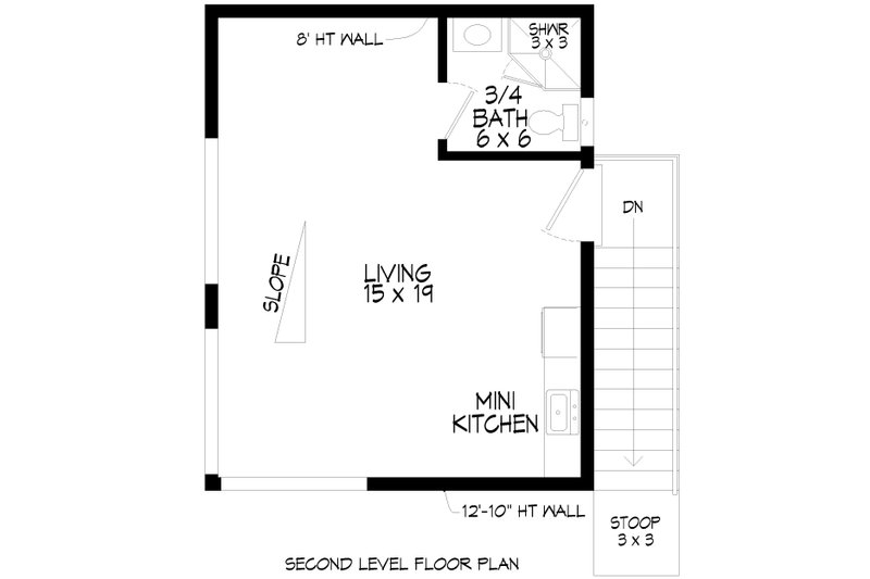 Architectural House Design - Floor Plan - Main Floor for Modern House Plan #932-966 - 1 bed, 1 bath