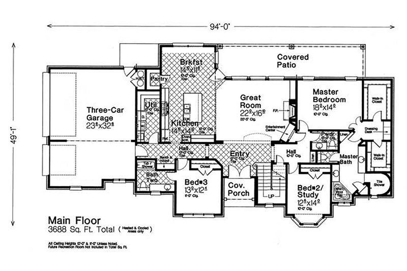 House Blueprint - Floor Plan - Main Floor for Country House Plan #310-1318 - 5 bed, 3.5 bath