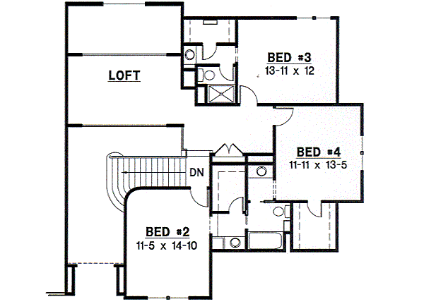 European Floor Plan - Upper Floor Plan #67-440