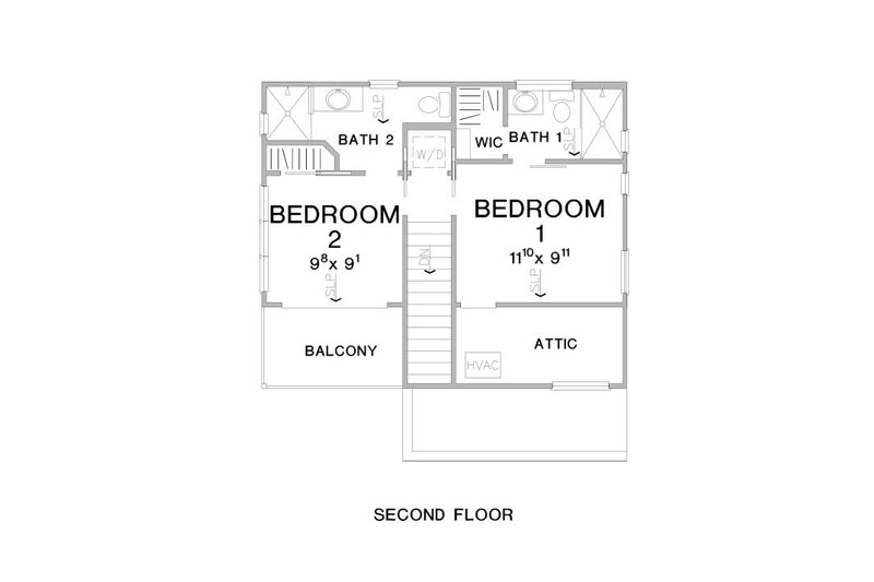 House Design - Floor Plan - Upper Floor for Contemporary House Plan #472-451 - 2 bed, 2.5 bath