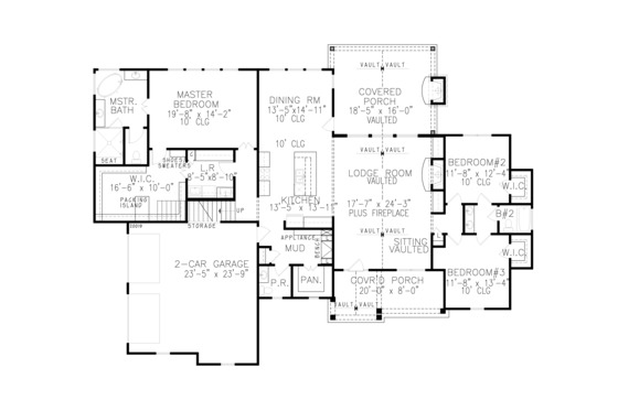 Floor Plan - Main Floor for Farmhouse House Plan #54-389 - 4 bed, 3.5 bath