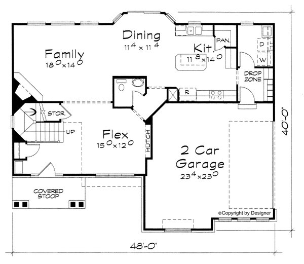 Architectural House Design - Bungalow Floor Plan - Main Floor Plan #20-2094