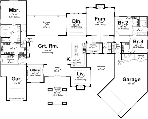 Dream House Plan - Prairie Floor Plan - Main Floor Plan #455-370